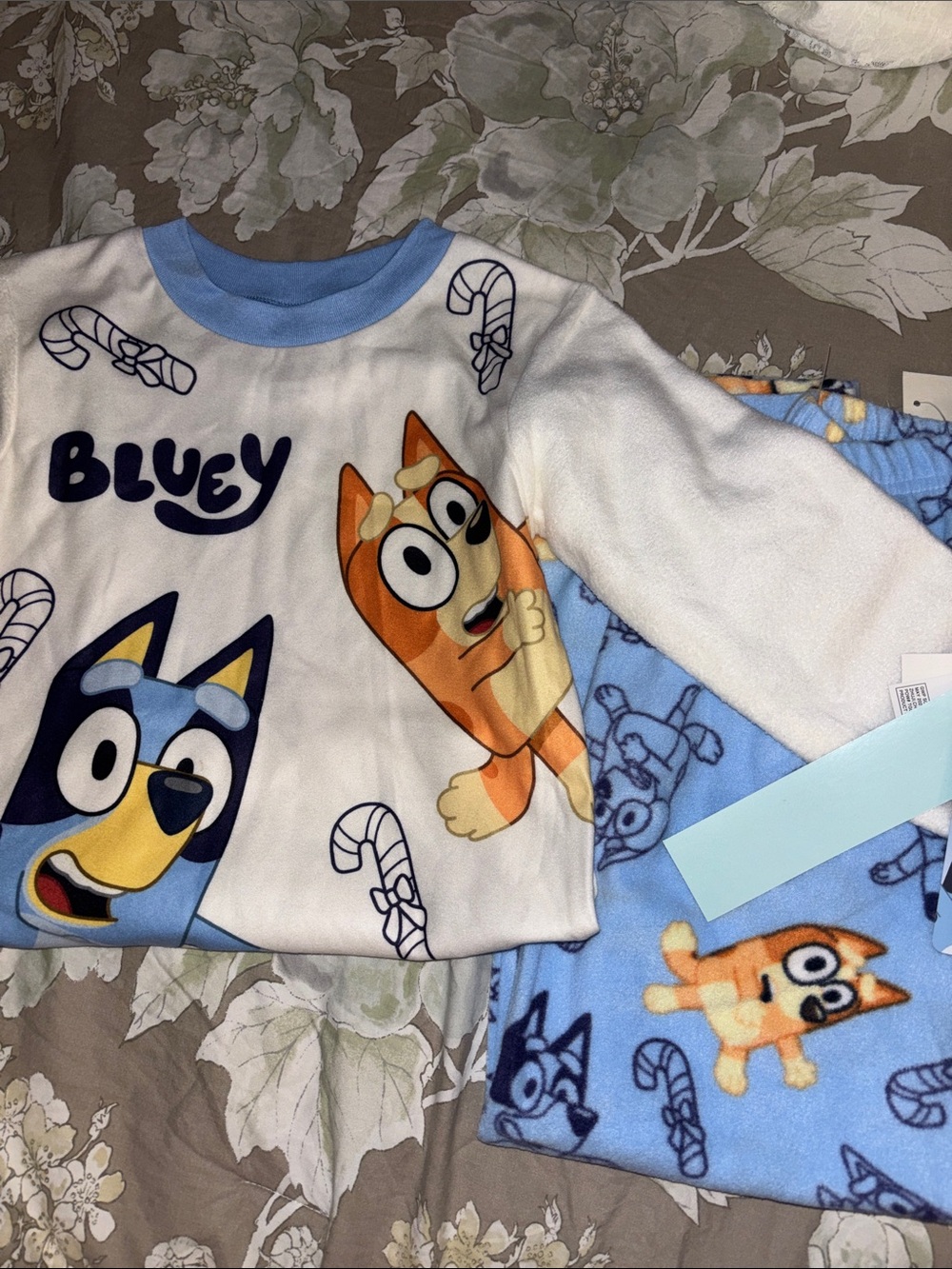Bluey Kids Pajama Set in Light Blue & White